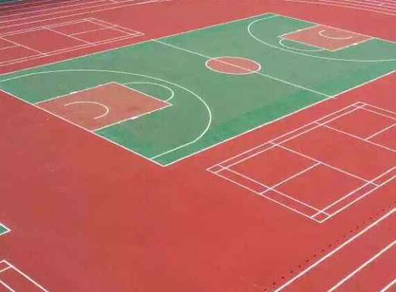 松江大学城硅PU篮球场施工
